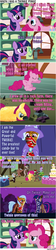 Size: 640x2880 | Tagged: safe, pinkie pie, trixie, twilight sparkle, g4, candy, comic, female, lesbian, pinkie the shipper, ship:twinkie, ship:twixie, shipper on deck, shipping, snickers, twix, wat