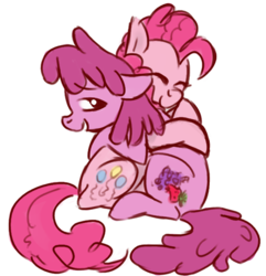 Size: 589x612 | Tagged: artist needed, safe, berry punch, berryshine, pinkie pie, earth pony, pony, g4, duo, duo female, female, hug, mare, simple background, transparent background
