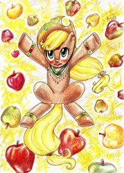 Size: 900x1258 | Tagged: dead source, safe, artist:ajeily, applejack, earth pony, pony, g4, female, solo, traditional art