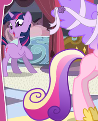 Size: 249x305 | Tagged: safe, princess cadance, twilight sparkle, alicorn, pony, unicorn, g4, blank flank, cropped, female, flash game, implied lesbian, implied shipping, implied twidance, mare, offscreen character, rarity's wedding dress designer, unicorn twilight