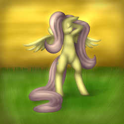Size: 1000x1000 | Tagged: safe, artist:lamia, fluttershy, g4, armpits, bipedal, standing on two hooves, stretching