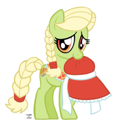 Size: 1801x1934 | Tagged: safe, artist:773her, granny smith, g4, mouth hold, simple background, solo, transparent background, vector, young granny smith, younger