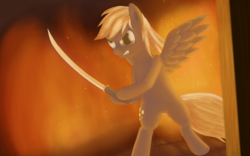 Size: 1920x1200 | Tagged: dead source, safe, artist:lurarin, derpy hooves, pegasus, pony, g4, female, mare, sword