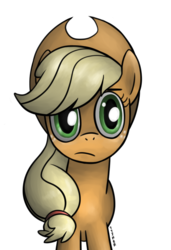 Size: 550x806 | Tagged: safe, artist:773her, applejack, earth pony, pony, g4, female, looking at you, simple background, solo