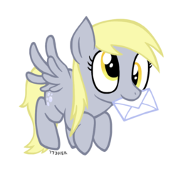 Size: 800x762 | Tagged: safe, artist:773her, derpy hooves, pegasus, pony, g4, female, letter, mare, solo