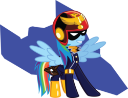 Size: 900x689 | Tagged: safe, artist:mysteriouskaos, rainbow dash, pegasus, pony, g4, captain falcon, cosplay, f-zero, female, nintendo, simple background, solo, transparent background, vector