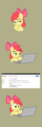 Size: 700x2100 | Tagged: safe, artist:willdrawforfood1, apple bloom, g4, applebuse, comic, computer, google, sad