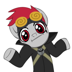 Size: 945x945 | Tagged: safe, :i, jack spicer, looking at you, ponified, shrug, shrugpony, simple background, solo, transparent background, xiaolin showdown