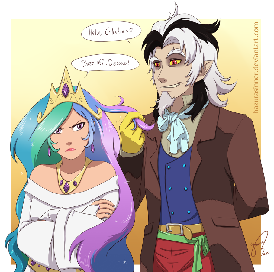 my little pony discord and celestia