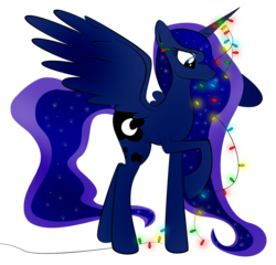 Size: 4884x4680 | Tagged: safe, artist:zomgitsalaura, princess luna, pony, g4, absurd resolution, christmas, christmas lights, decoration, female, simple background, solo, transparent background, vector