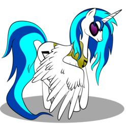 Size: 1956x1905 | Tagged: safe, artist:zomgitsalaura, dj pon-3, vinyl scratch, alicorn, pony, g4, alicornified, female, hooves, horn, mare, race swap, simple background, solo, spread wings, sunglasses, transparent background, vector, vinylcorn, wings