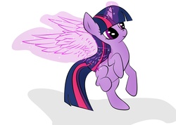 Size: 2538x1803 | Tagged: safe, artist:zomgitsalaura, twilight sparkle, alicorn, pony, g4, artificial wings, augmented, female, magic, magic wings, mare, simple background, solo, twilight sparkle (alicorn), white background, wings
