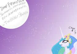 Size: 1500x1061 | Tagged: safe, artist:chaosdrop, princess celestia, twilight sparkle, g4, discussion, moon