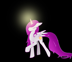 Size: 1998x1713 | Tagged: safe, artist:zomgitsalaura, princess celestia, pony, g4, black background, female, filly, pink-mane celestia, simple background, solo, younger