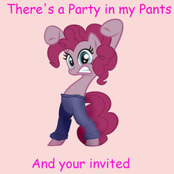 Size: 720x720 | Tagged: safe, pinkie pie, g4, clothes, comic sans, misspelling, pants