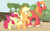 Size: 1200x736 | Tagged: safe, artist:dm29, apple bloom, applejack, big macintosh, earth pony, pony, g4, apple, apple siblings, apple sisters, brother and sister, candy apple, caramel apple (food), family, food, funny, male, siblings, sisters, stallion, stuck, trio