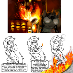 Size: 1000x1000 | Tagged: safe, artist:idlecum, artist:madmax, oc, oc only, oc:madmax, arson, comic, fire, glasses