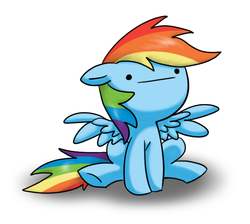 Size: 630x564 | Tagged: safe, artist:ufocookiez, rainbow dash, pegasus, pony, g4, :i, female, reaction image, simple background, sitting, solo, spread wings, white background, wings