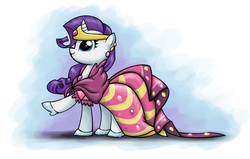 Size: 1137x723 | Tagged: safe, artist:ufocookiez, rarity, pony, g4, clothes, dress, female, gala dress, glass slipper (footwear), high heels, shoes, solo