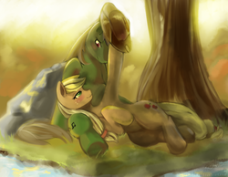 Size: 1152x896 | Tagged: safe, artist:dozer, applejack, oc, g4, canon x oc, female, male, shipping, straight