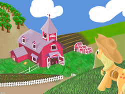 Size: 1360x1020 | Tagged: safe, artist:13era, applejack, pinkie pie, pony, g4, female, solo, sweet apple acres