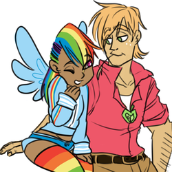 Size: 900x900 | Tagged: safe, artist:folkesuverenitetsprinsippet, big macintosh, rainbow dash, human, g4, dark skin, female, humanized, male, ship:rainbowmac, shipping, straight, winged humanization