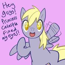 Size: 700x700 | Tagged: safe, artist:pimmy, derpy hooves, pegasus, pony, twinkle eyed pony, g4, female, mare, simple background, solo, underp, waving