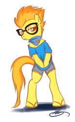 Size: 413x671 | Tagged: safe, artist:bunnimation, spitfire, pony, g4, bipedal, clothes, glasses, hipster