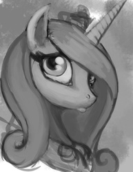 Size: 612x792 | Tagged: safe, artist:hattonslayden, princess cadance, pony, g4, female, grayscale, monochrome, solo