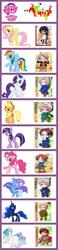 Size: 600x2600 | Tagged: safe, applejack, fluttershy, pinkie pie, princess celestia, princess luna, rainbow dash, rarity, trixie, twilight sparkle, human, unicorn, g4, austria, chart, comparison, france, germany, hetalia, italy, japan, mane six, meme, mlp chart, prussia, roman, switzerland, unicorn twilight, united states