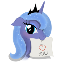 Size: 914x896 | Tagged: safe, artist:xn-d, princess luna, pony, g4, bronybait, female, heart, i love you, mouth hold, paper, s1 luna, solo