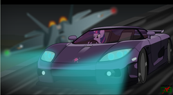 Size: 701x383 | Tagged: safe, artist:tukari-g3, rainbow dash, twilight sparkle, pony, unicorn, g4, car, cutie mark on vehicle, f-22 raptor, koenigsegg, koenigsegg ccx, lockheed corporation, plane, ponies in vehicles, racing, supercar, unicorn twilight