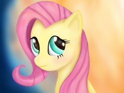 Size: 1024x768 | Tagged: safe, artist:bronytoss, fluttershy, pony, g4, bust, female, gradient background, looking at you, looking sideways, mare, portrait, solo, three quarter view