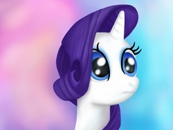 Size: 1024x768 | Tagged: safe, artist:bronytoss, rarity, pony, unicorn, g4, bust, female, gradient background, looking away, mare, portrait, solo, three quarter view