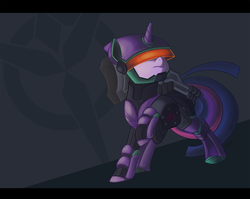 Size: 1453x1158 | Tagged: safe, artist:egophiliac, twilight sparkle, pony, g4, armor, crossover, female, planetside, solo, vanu sovereignty