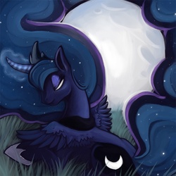 Size: 750x750 | Tagged: safe, artist:danjiisthmus, princess luna, pony, g4, female, moon, night, solo