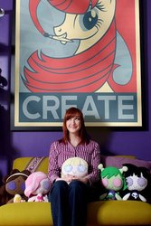 Size: 400x600 | Tagged: safe, oc, oc only, oc:fausticorn, alicorn, human, pony, awesome face, create, hope poster, irl, irl human, lauren faust, photo, poster, shepard fairey