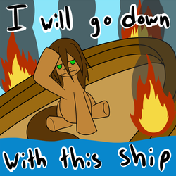 Size: 800x800 | Tagged: safe, artist:jake heritagu, oc, oc only, pony, fire, ship, ship sinking