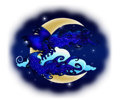 Size: 2300x1900 | Tagged: safe, artist:macalaniaa, princess luna, alicorn, pony, g4, cloud, ethereal mane, female, mare, moon, night, solo, stars