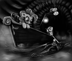 Size: 1424x1200 | Tagged: dead source, safe, artist:hereticofdune, gummy, pinkie pie, g4, boat, pinkamena diane pie