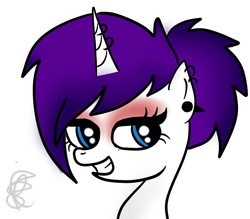 Size: 884x776 | Tagged: safe, artist:rosiewright, rarity, pony, g4, alternate hairstyle, horn, horn piercing, piercing, solo