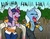 Size: 500x385 | Tagged: safe, artist:idlecum, trixie, twilight sparkle, pony, unicorn, g4, clothes, colored, derp, duo, final fantasy, final fantasy x, horn, laughing, parody, scene interpretation, tidus, tongue out