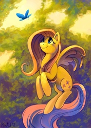 Size: 497x702 | Tagged: safe, artist:pinali, fluttershy, butterfly, pony, g4, female, solo