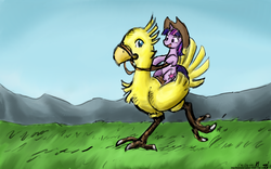 Size: 1600x1000 | Tagged: safe, artist:johnjoseco, artist:michos, twilight sparkle, chocobo, g4, final fantasy