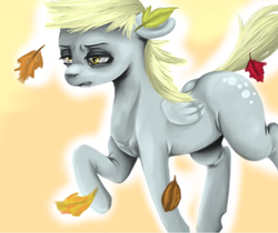 Size: 731x613 | Tagged: safe, artist:colorlesscupcake, derpy hooves, pegasus, pony, g4, female, leaves, mare, solo