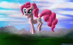 Size: 2000x1250 | Tagged: safe, artist:deathpwny, pinkie pie, earth pony, pony, g4, female, open mouth, smiling, solo