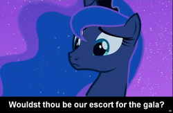 Size: 1024x668 | Tagged: safe, princess luna, pony, g4, bronybait, caption, cs captions, female, gala invitation, grand galloping gala, solo