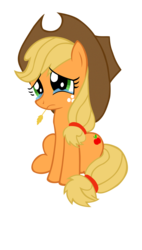 Size: 4553x8000 | Tagged: safe, artist:hungmob, applejack, earth pony, pony, g4, absurd resolution, crying, female, filly, sad, simple background, sitting, solo, transparent background