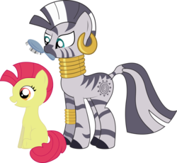 Size: 4917x4526 | Tagged: safe, artist:nazoth, apple bloom, zecora, zebra, g4, absurd resolution, alternate hairstyle, haircut, mohawk, simple background, transparent background, vector