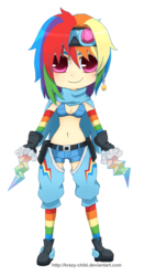 Size: 608x1160 | Tagged: safe, artist:krazy-chibi, rainbow dash, human, g4, chibi, cute, humanized, shoes of hermes, simple background, solo, transparent background, weapon, winged shoes